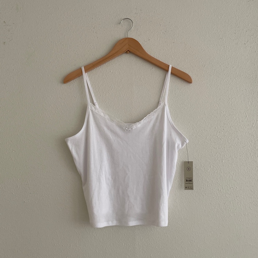Cropped Camisole / Vintage Lace Tank Cami White